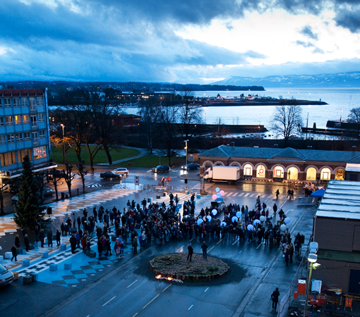 Partecipazione cittadina nella piazza di Hamar