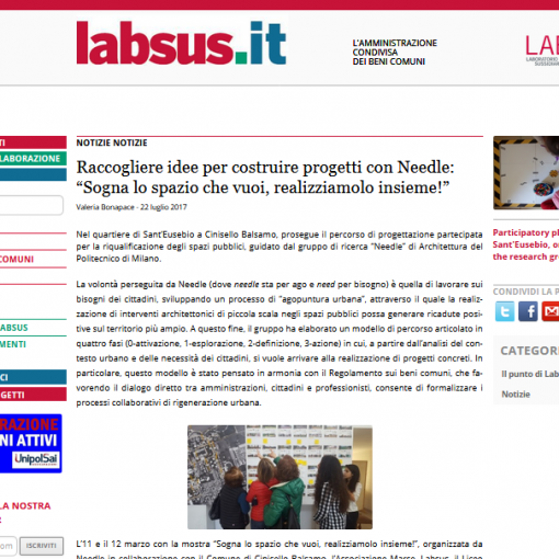 Schermata dell'articolo con intervista su Labsus.org